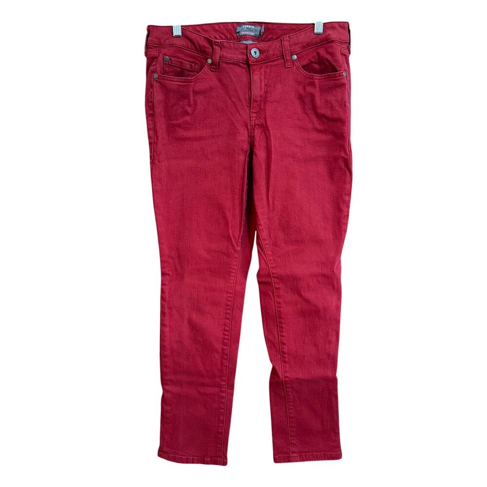 Torrid Women Jeans Deep Red Denim Mid Rise Boyfriend Straight Vintage Stretch 10